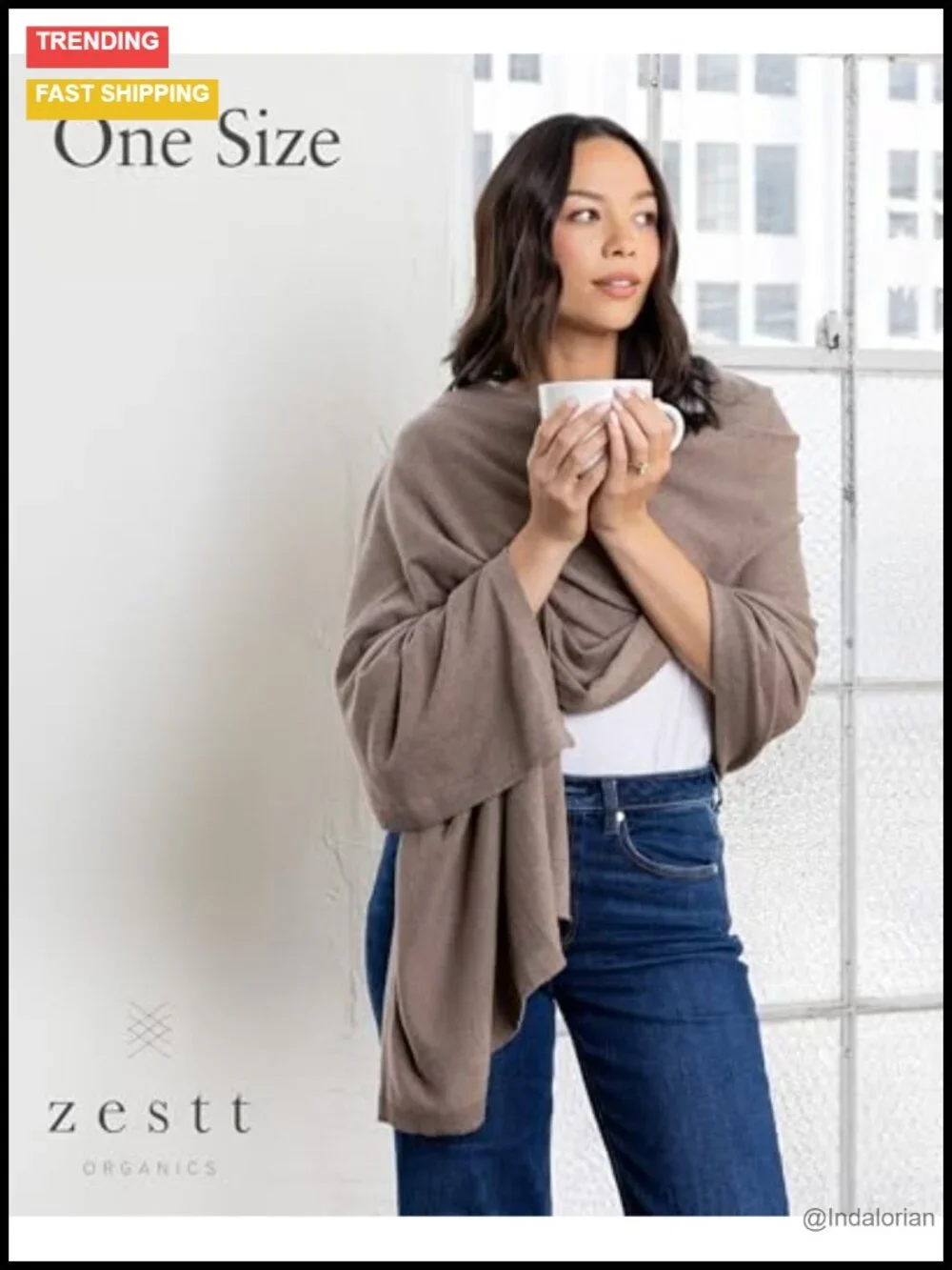 Organic Cotton Travel Scarf Wrap Shawl Lightweight Machine Washable